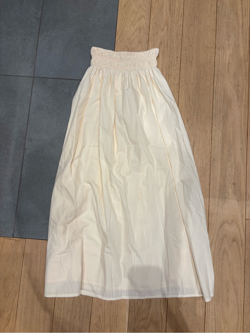 Faithfull the Brand Cream Smocked-Waist Maxi Skirt